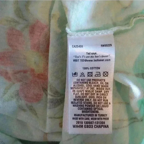 𝅺TED BAKER Baby Blue Botanical Bloom Top Size 2 - Picture 6 of 7